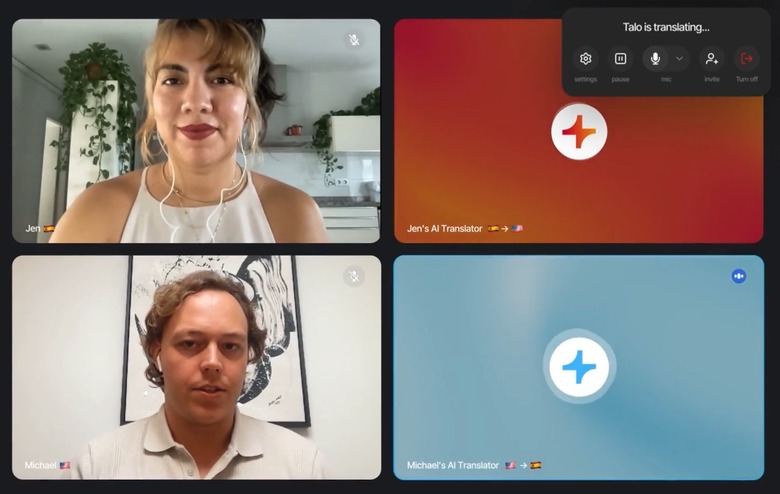 Talo AI supports real-time translation in Google Meet.