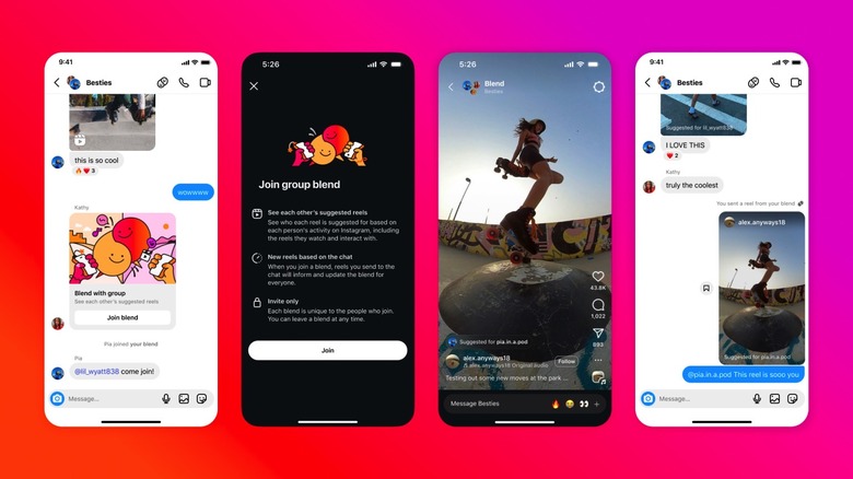 Screenshots showing the new Instagram Blend feature.
