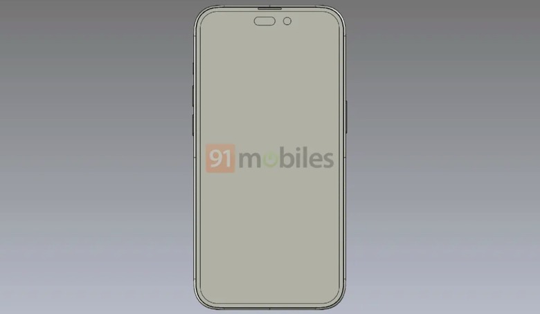 iPhone 14 Pro design render shows the pill and hole-punch display design