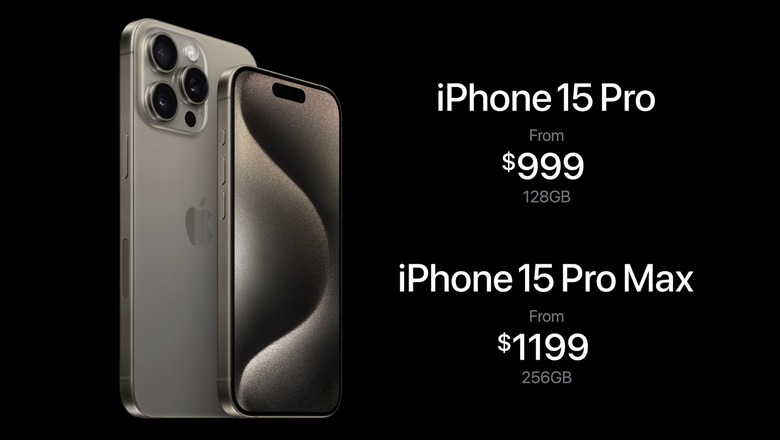 Apple's US prices for the iPhone 15 Pro and 15 Pro Max.