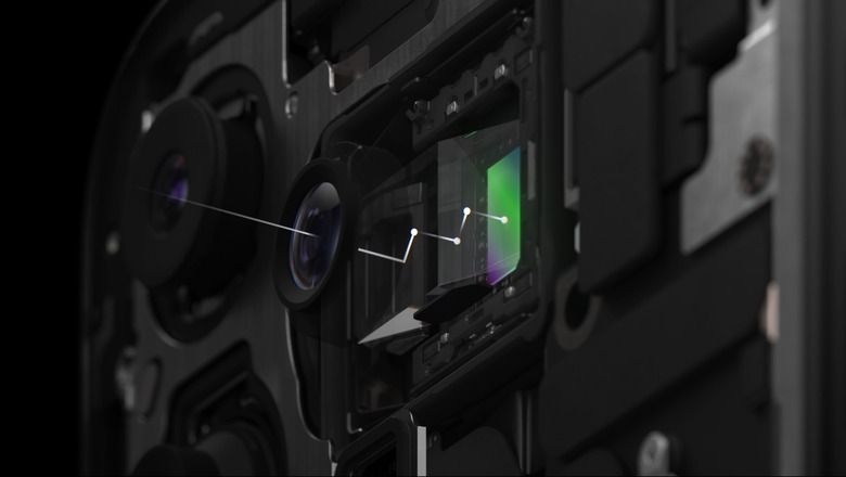 Apple's tetraprism periscope lens design for the iPhone 15 Pro Max zoom camera.