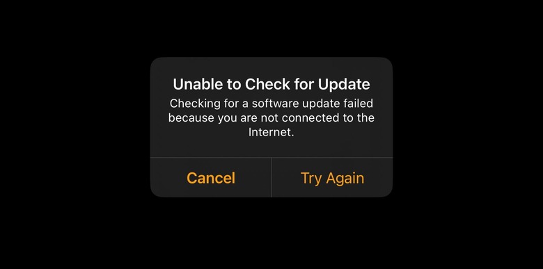 unable to check for update iPhone and iPad