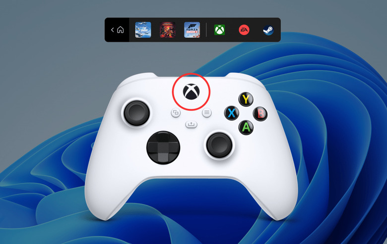 Windows 11 Xbox controller bar