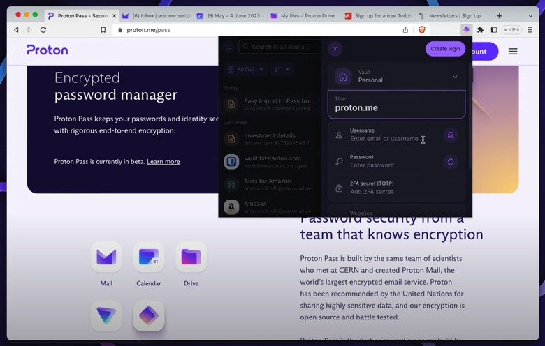 Proton Pass browser extension.