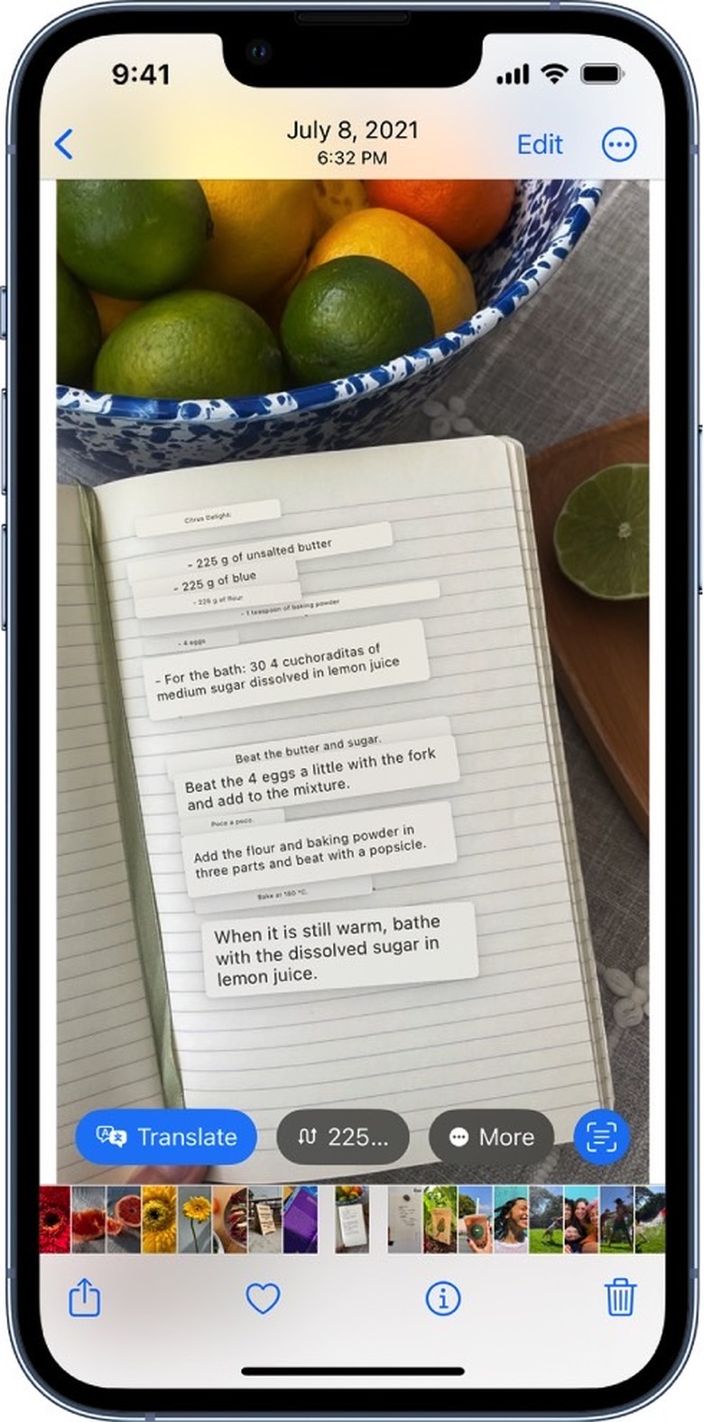 Using Live Text in the Photos app on iPhone.