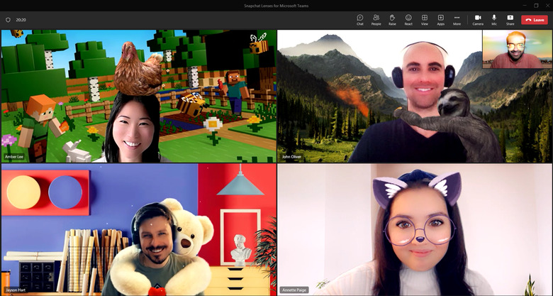 Snapchat filters on Microsoft Teams