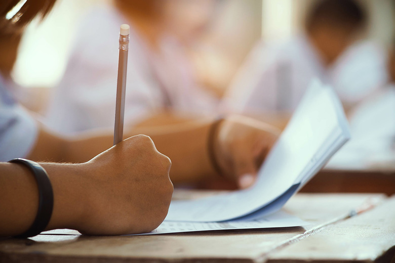 close-up of student taking test