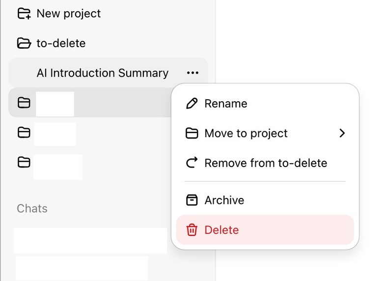 You can delete ChatGPT chats in folders one by one.