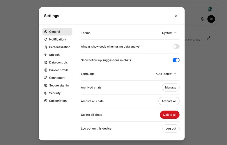 You can delete all chats from the Settings menu.