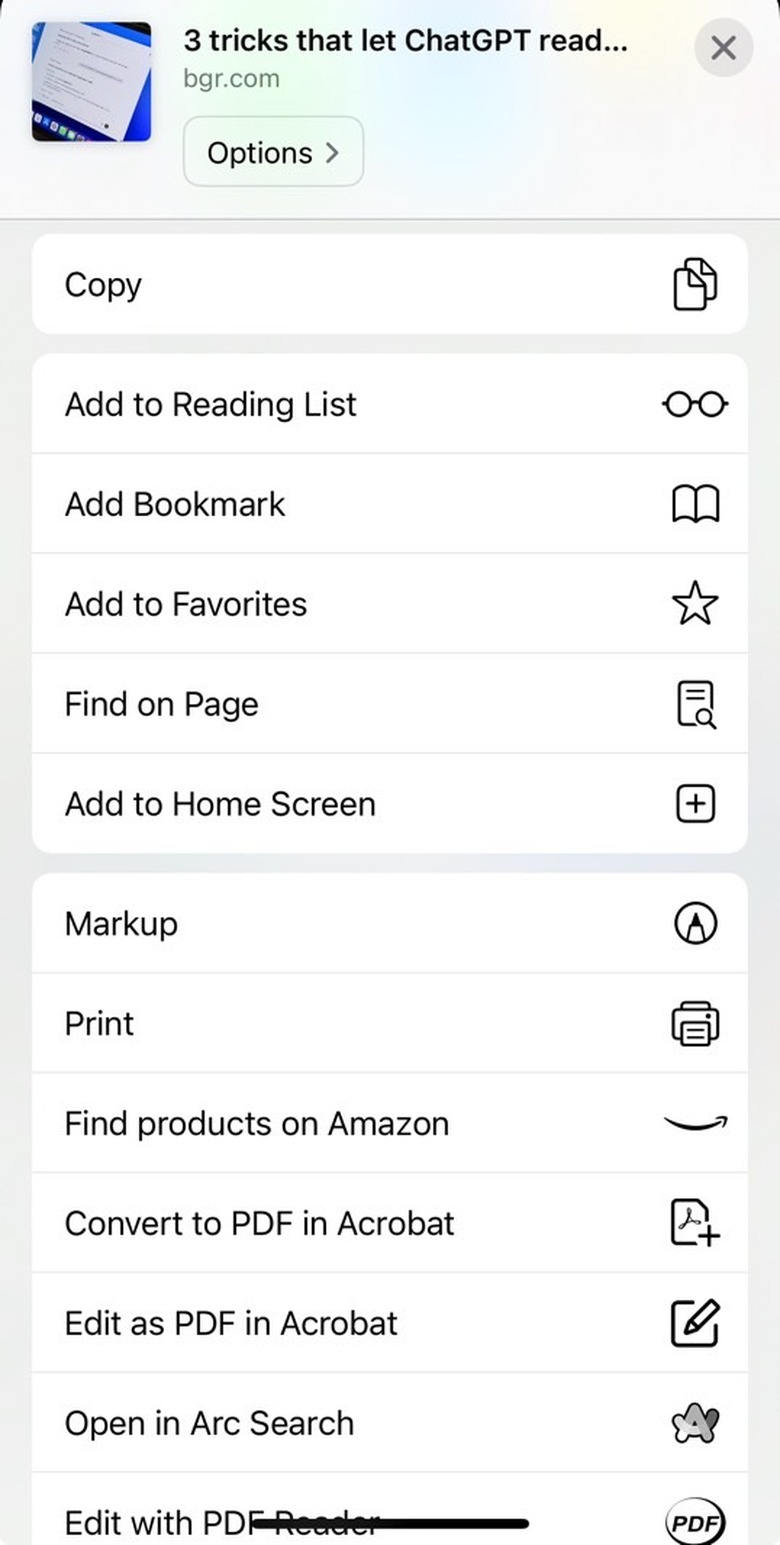 Look for the Print menu in the Share sheet.