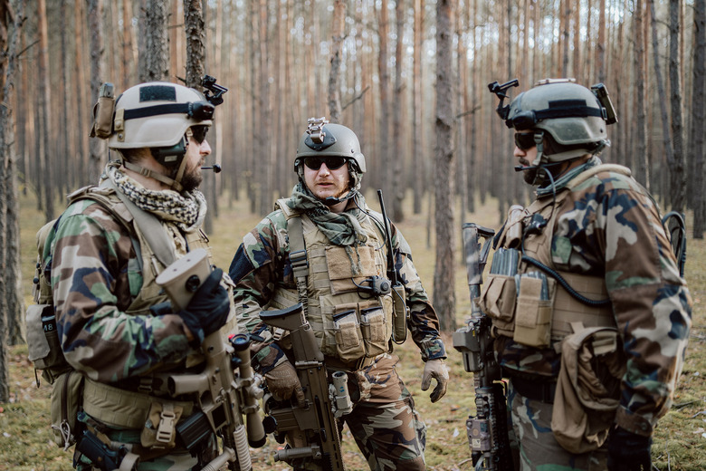 soldiers in a forest
