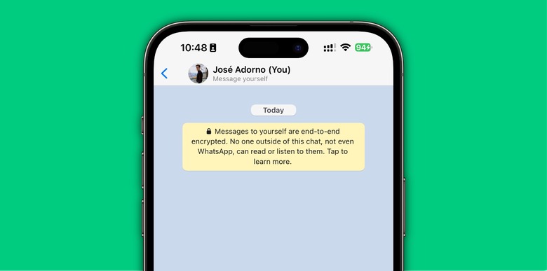 WhatsApp message yourself feature