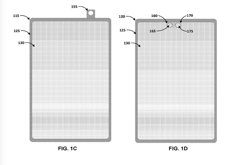 Image 1D shows a Pixel phone with two under-display camera sensors at the top.