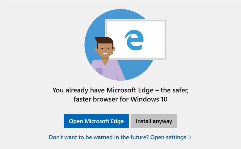 Microsoft Edge Warning