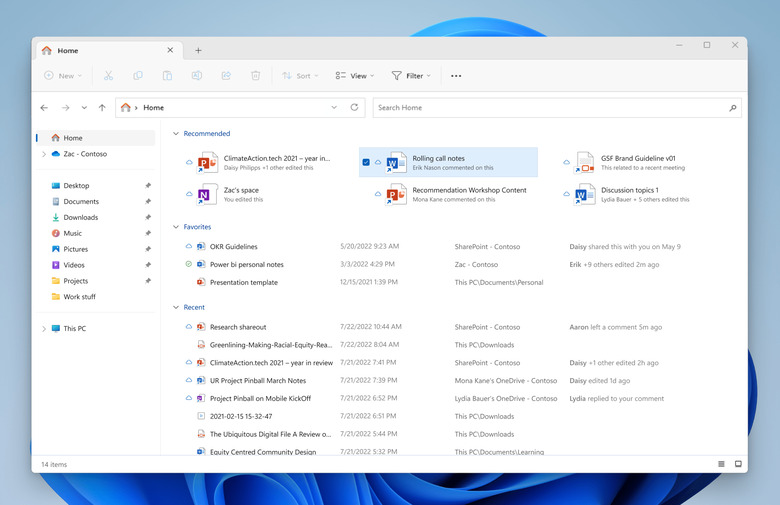 File Recommendations in File Explorer