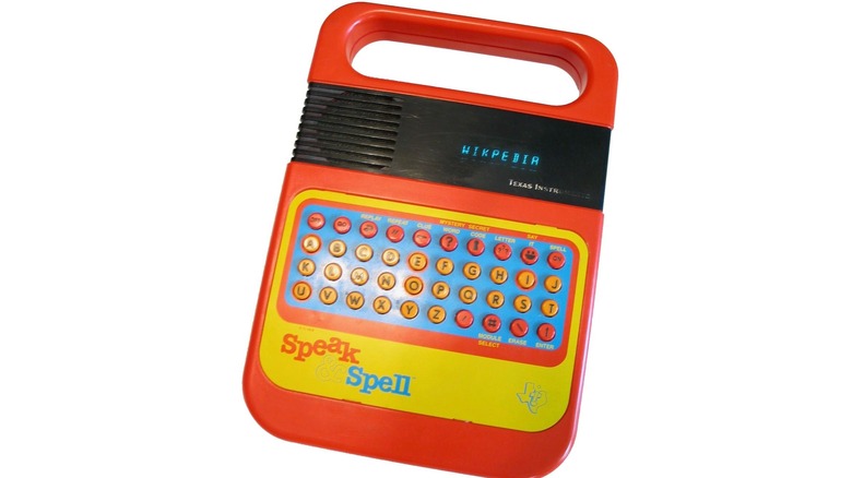 The Speak & Spell toy on a white background