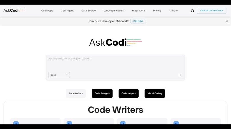 AskCodi user interface