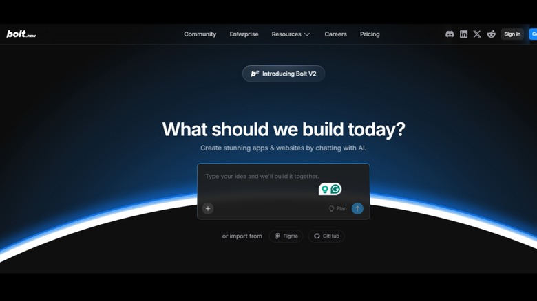 Bolt.new website interface