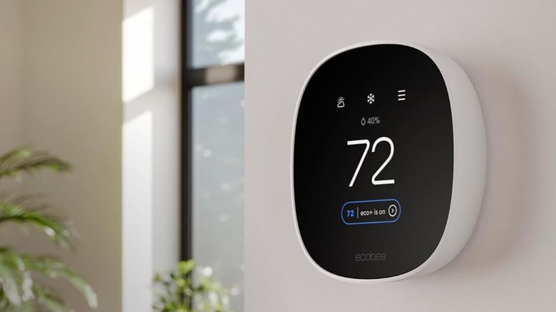 Ecobee Smart Thermostat on a wall in a well-lit room