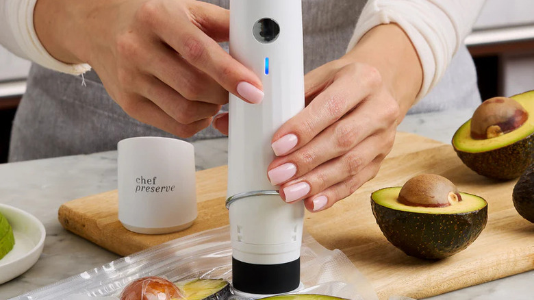 Vacuum sealer closing up a full bag