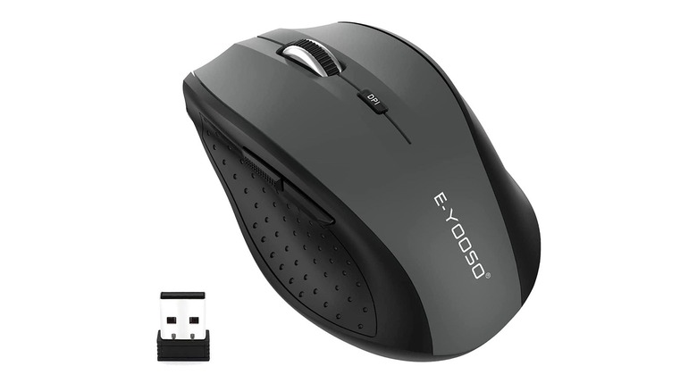 The E-Yooso E-1010 wireless mouse with USB-A receiver on a white background.