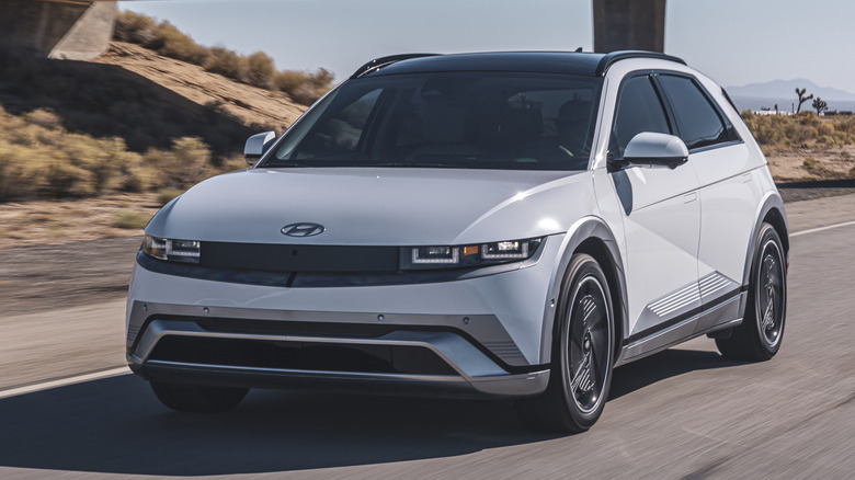 Hyundai Ioniq 5 driving down a highway