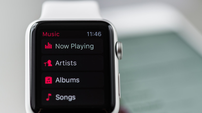 The Apple Music app on an Apple Watch.
