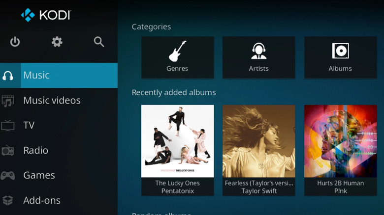 Kodi media center interface