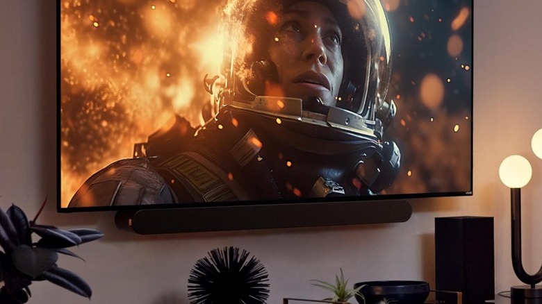 The Vizio 5.1 soundbar SE underneath a TV