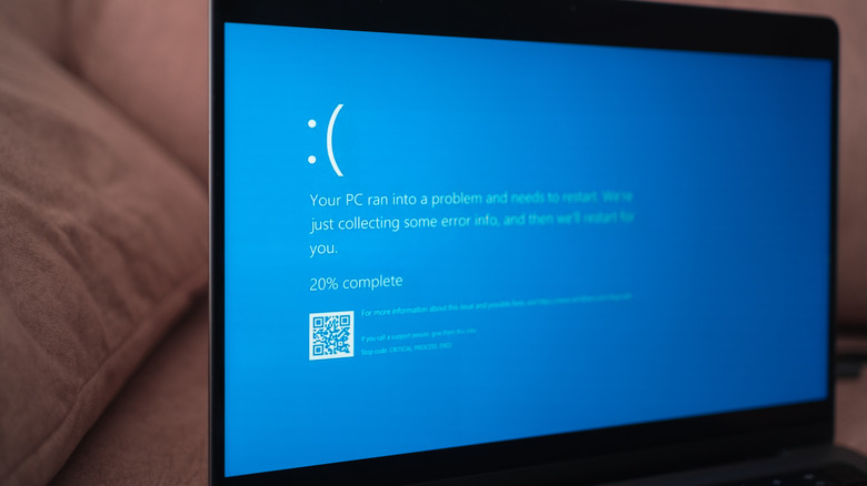 A blue screen of death for Windows