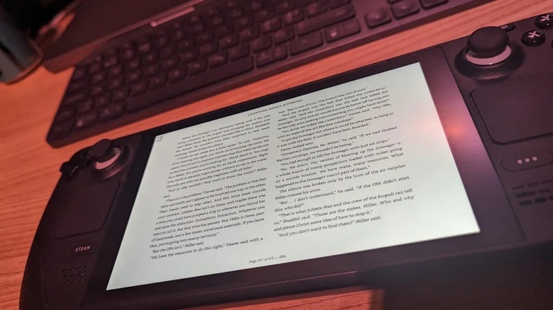 Steam Deck being used as an ereader