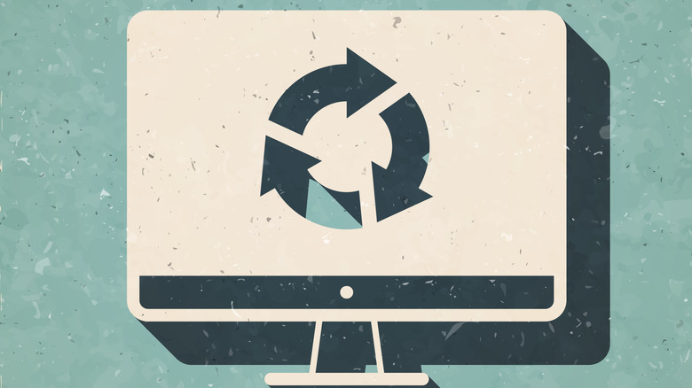 sketched television with recycle icon on the screen