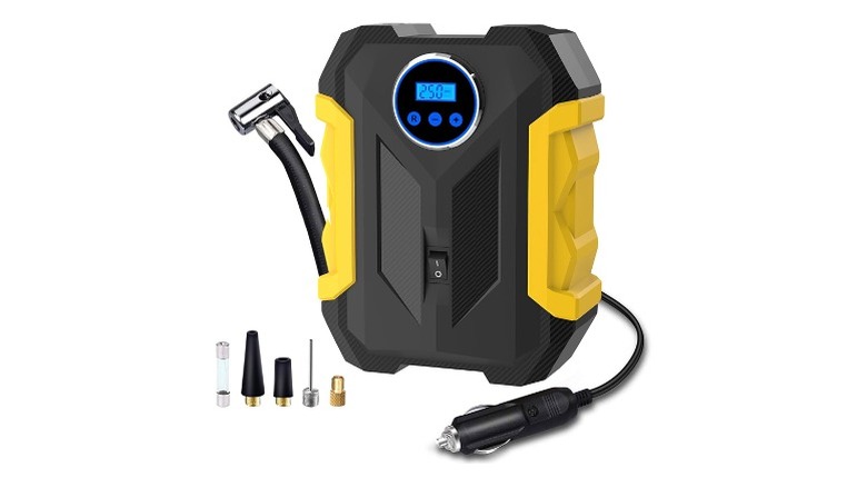 Digital black and yellow air compressor with LCD screen