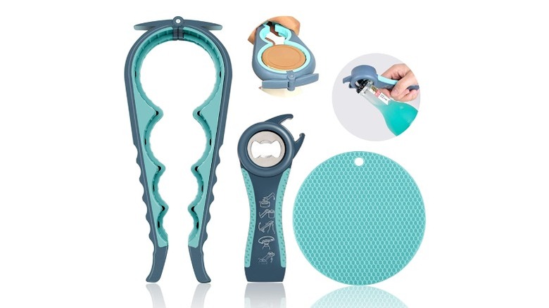 Jar opener, bottle opener, and anti-slip mat