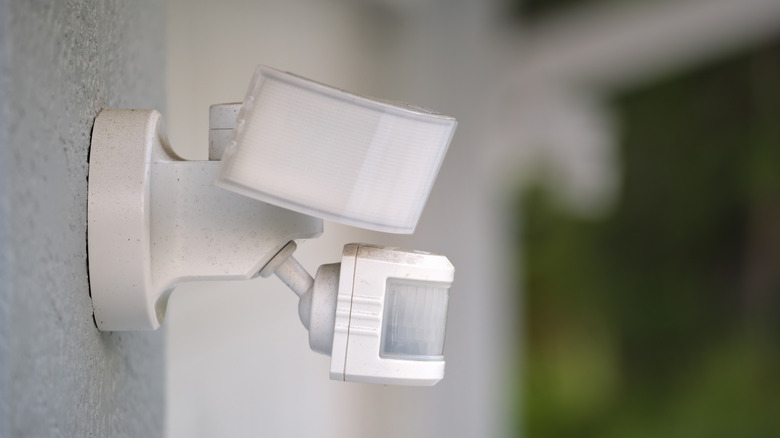 motion sensor light mounted on a wall