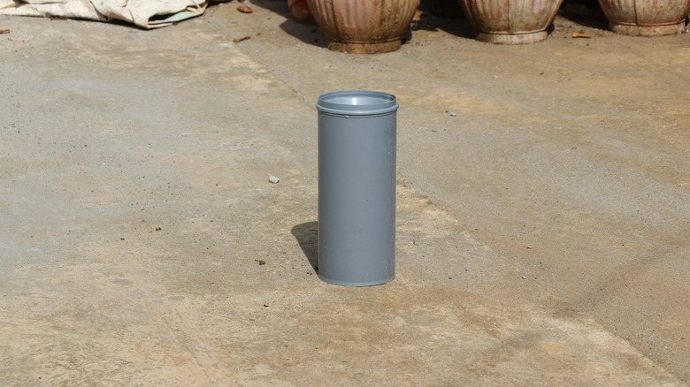 A rain gauge placed on the ground