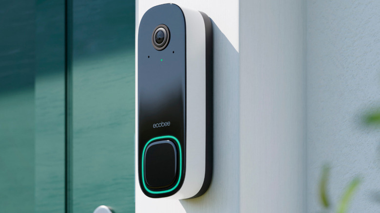 Ecobee security doorbell on the front door