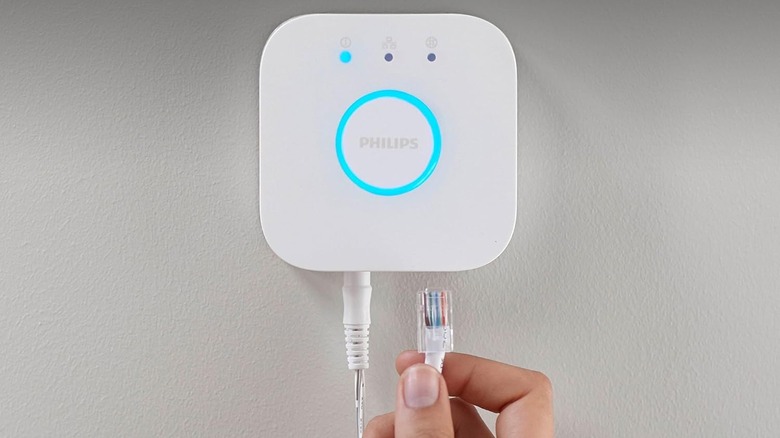 Philips Hue Bridge being connected to integrate with other smart home devices