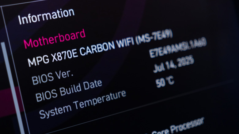 BIOS screen displaying system information