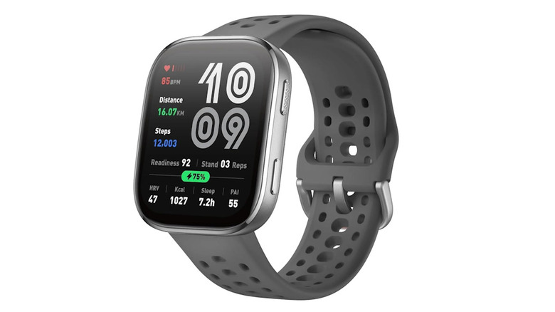 Amazfit Bip 6 Smart Watch facing forward with the entire display turned on
