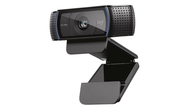 Logitech C920x Pro PC Webcam facing forward with adjustable attachment pulled out