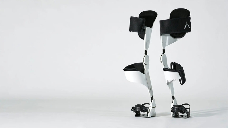 the ArcheliFX exoskeleton standing upright against a grey background