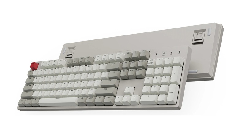 The top and bottom views of the Keychron C2 retro mechanical keyboard