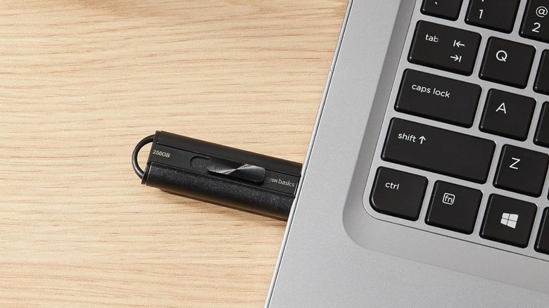 Amazon Basics USB connected to a laptop