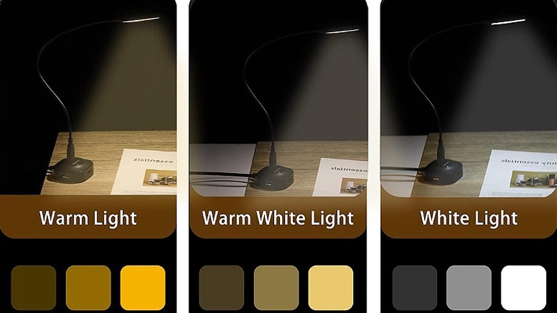 Three color tones of a reading light