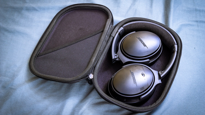 Girl wearing black headphones