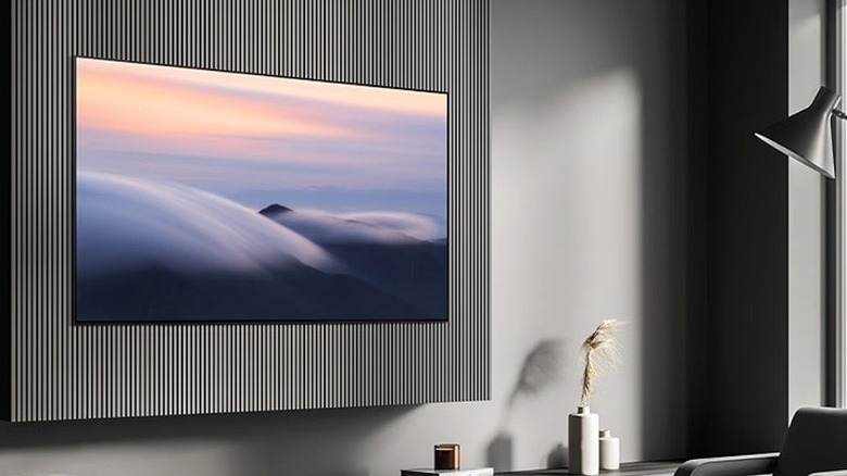 LED TV mounted in a TV wall