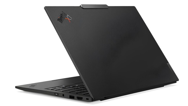 ThinkPad X1 laptop open at an angle