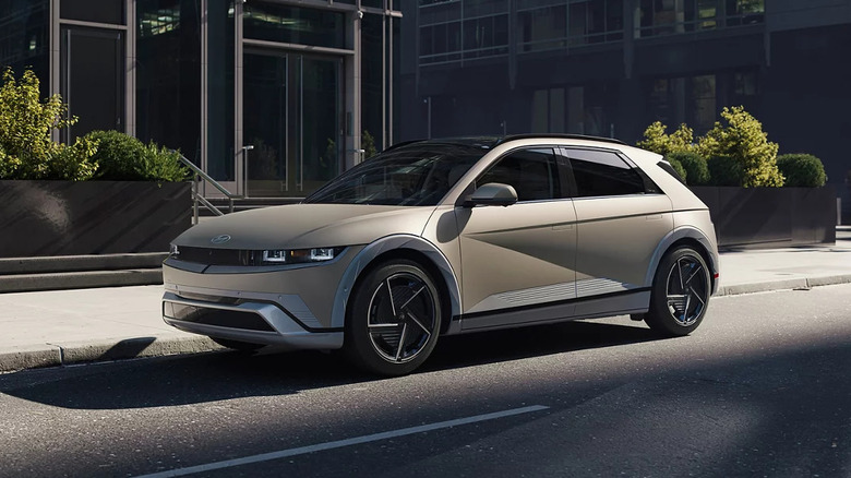 The Hyundai IONIQ 5 in Gravity Gold Matte