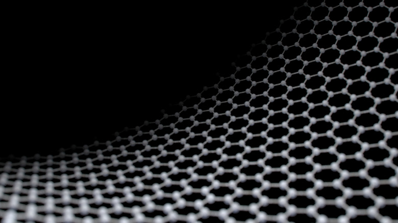 A stylized visualization of Graphene, showing its distinctive hexagonal lattice structure.